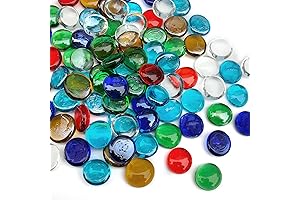 5Lb Flat Glass Marbles for Vase, 500 PCS Mixed Color Mancala Glass Rocks