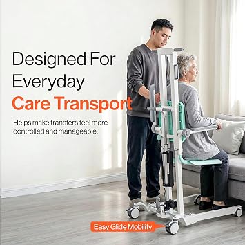 SuperHandy Electric Floor to Stand Lift, 500 Lb Capacity, Transfer Lift | Portable patient lift helps raise users from floor to standing; highlights compatibility and storage; Fall Recovery