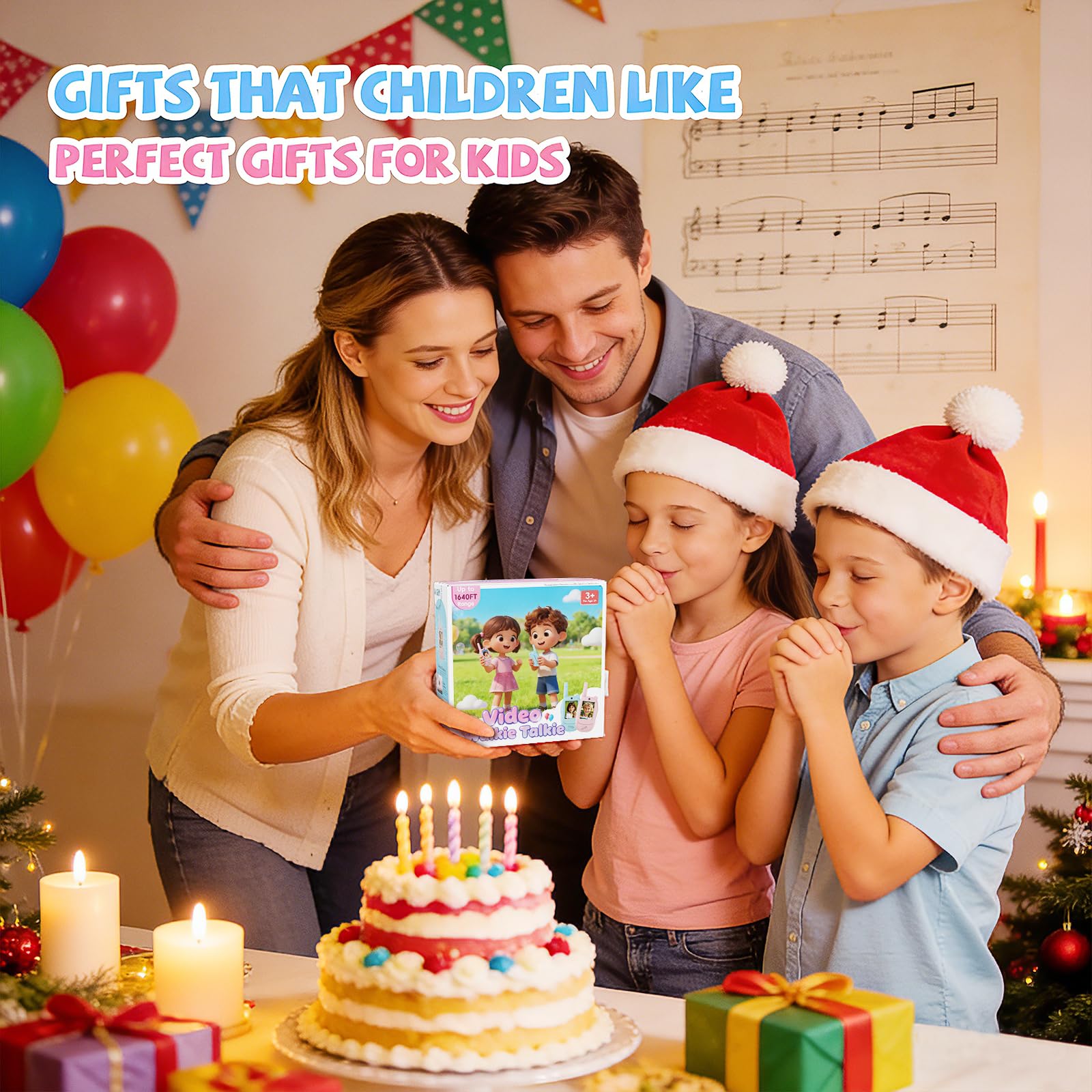Talkie walkie vidéo pour Enfants, Cadeau pour Les garçons et Les Filles à partir de 3 Ans, Talkie-walkie Rechargeable, Jeux et Jouets pour Enfants, Coloris Rose et Bleu