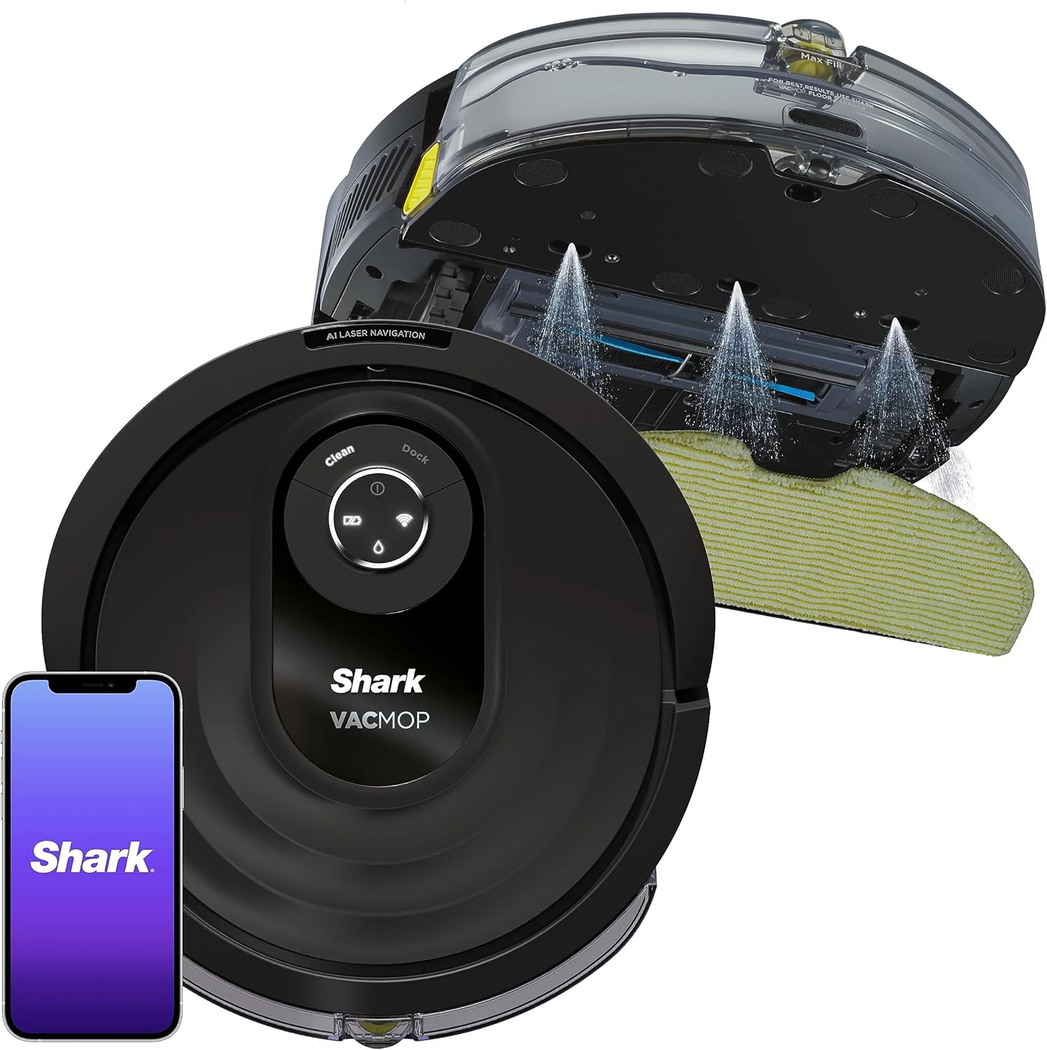 Shark AI VACMOP RV2000WD Wi-Fi Related Robotic Vacuum and Mop with LIDAR Navigation