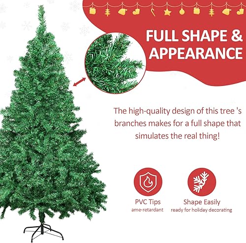 Miniatura 5 de Árbol de Navidad, árbol de Navidad de abeto con bisagras de 7 pies, árbol de Navidad artificial de abeto de PVC de alta calidad con 1000 abetos con