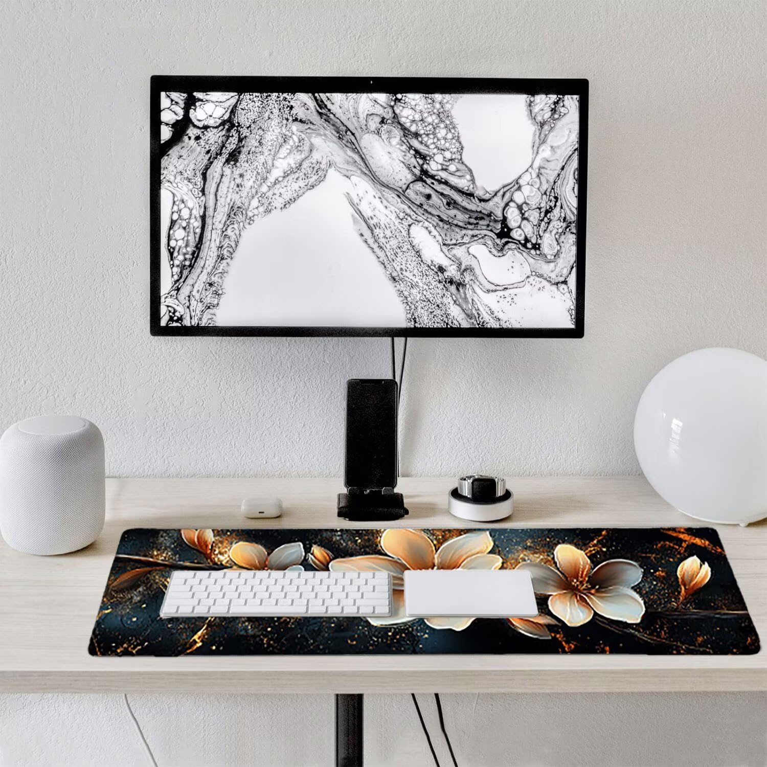 Podkładka pod mysz do gier XXL duża mysz 1600 x 800 mm, duża podkładka pod biurko z antypoślizgową gumową podstawą do gier, komputera, poprawia precyzję i szybkość (kwiaty) o-353
