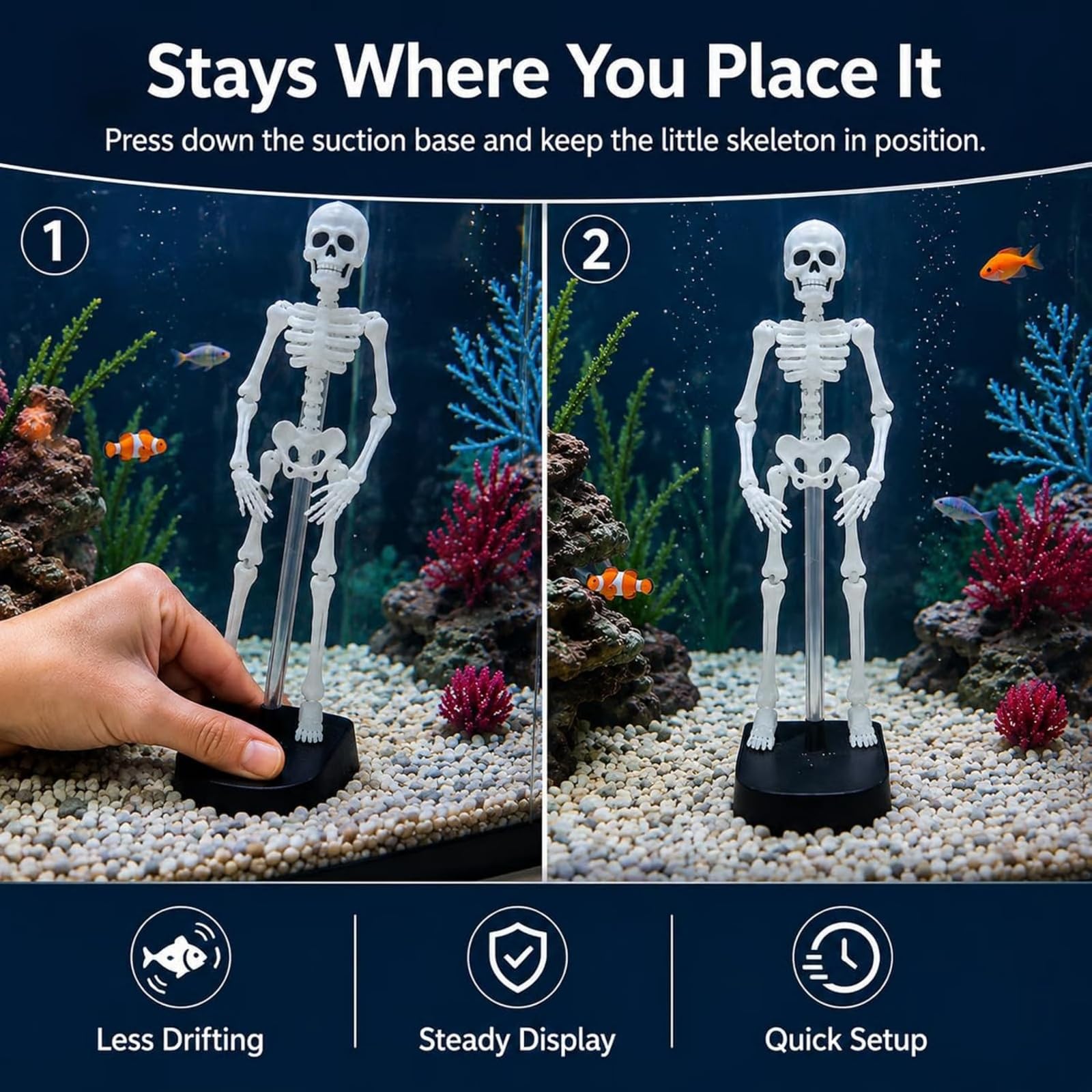 Aeratore per acquario a forma di scheletro danzante - Decorazione acquario (3Pcs)