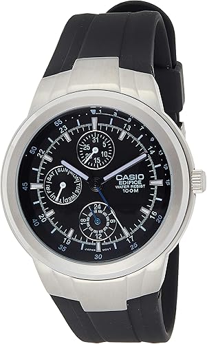Casio Mens EF305-1AV Edifice reloj multifunción con malla de resina color negro