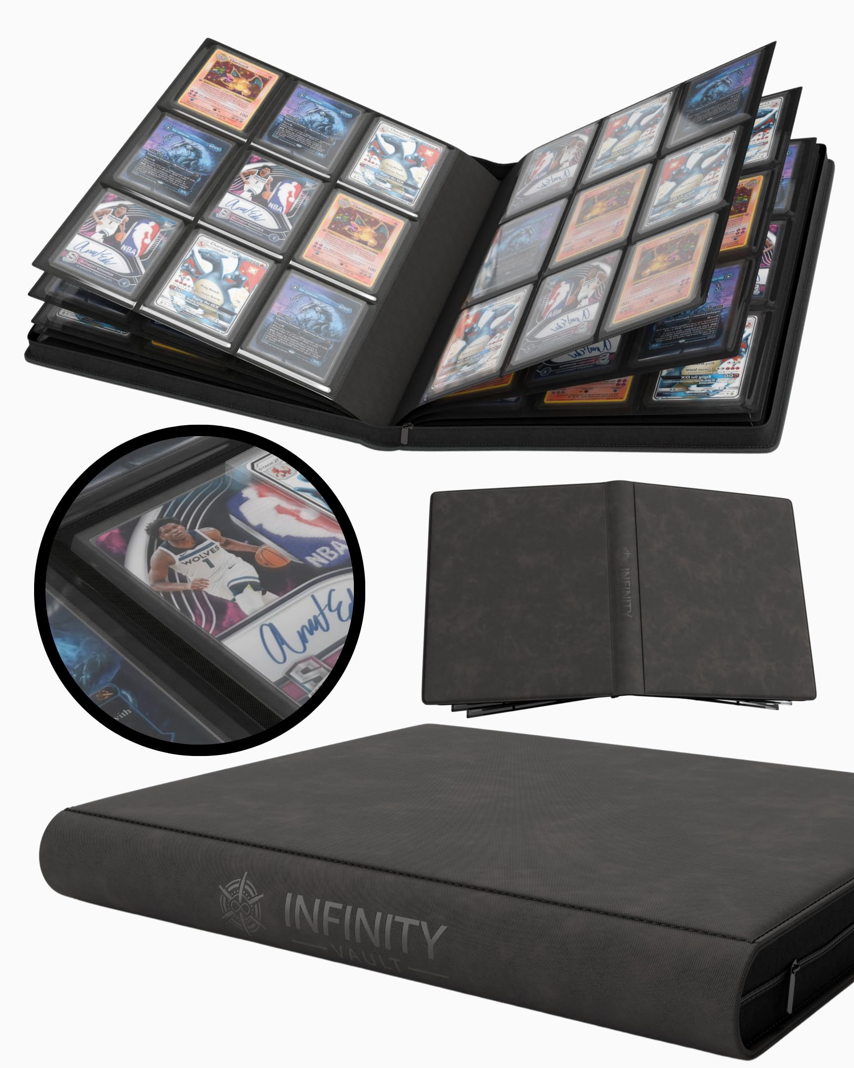 Premium 9 Pocket Card Binder for 216 Cards, Vintage Double Sided Trading Card Binder, Sleek Card Collection Album for Yu-Gi-Oh!, MTG, TCG, game cards