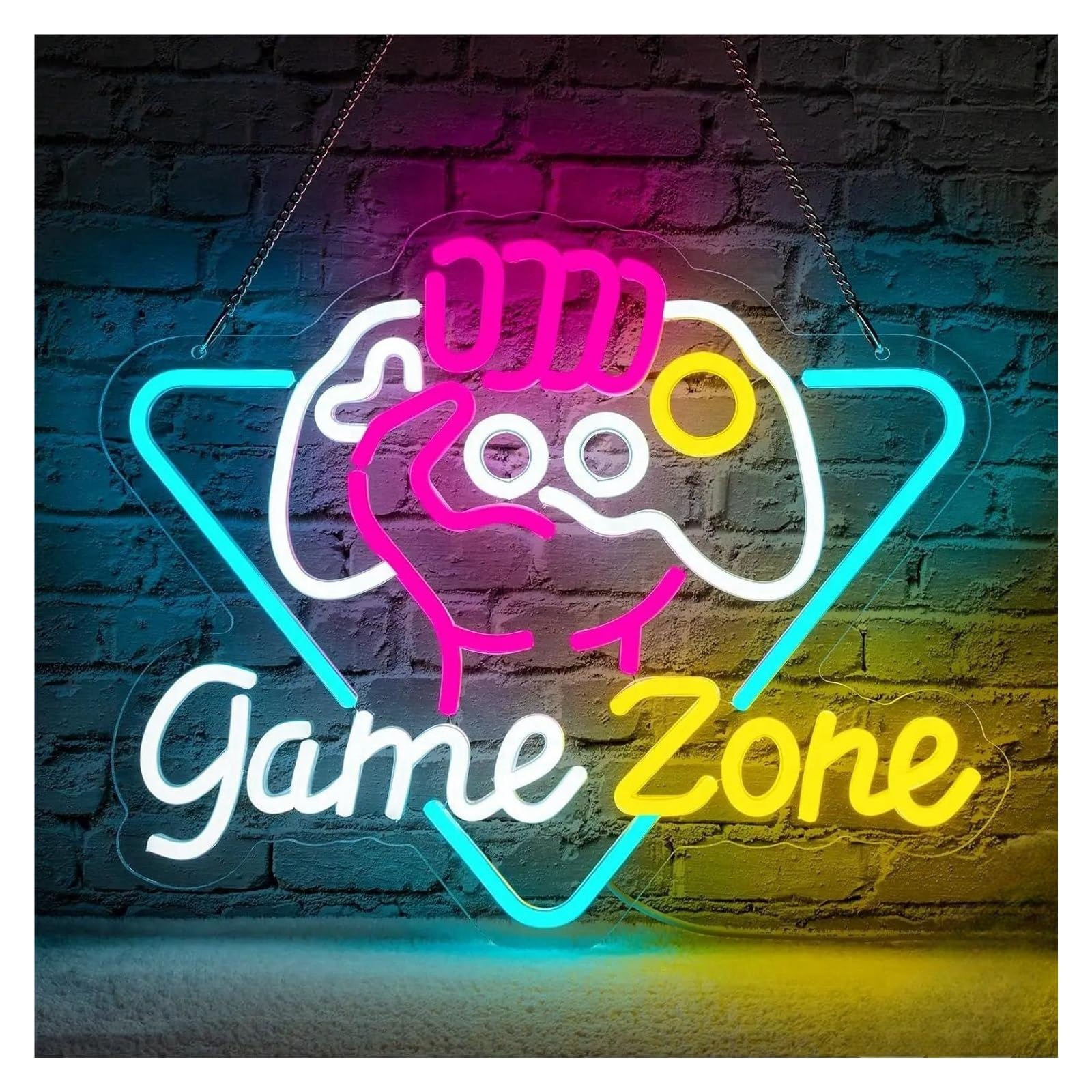 LEMST Signs Lamp Game Zone Neon Signs USB Powered, Adjustable Brightness Gamepad Neon Lights Suitable for Shop Decor 31.75cmx38.86cm