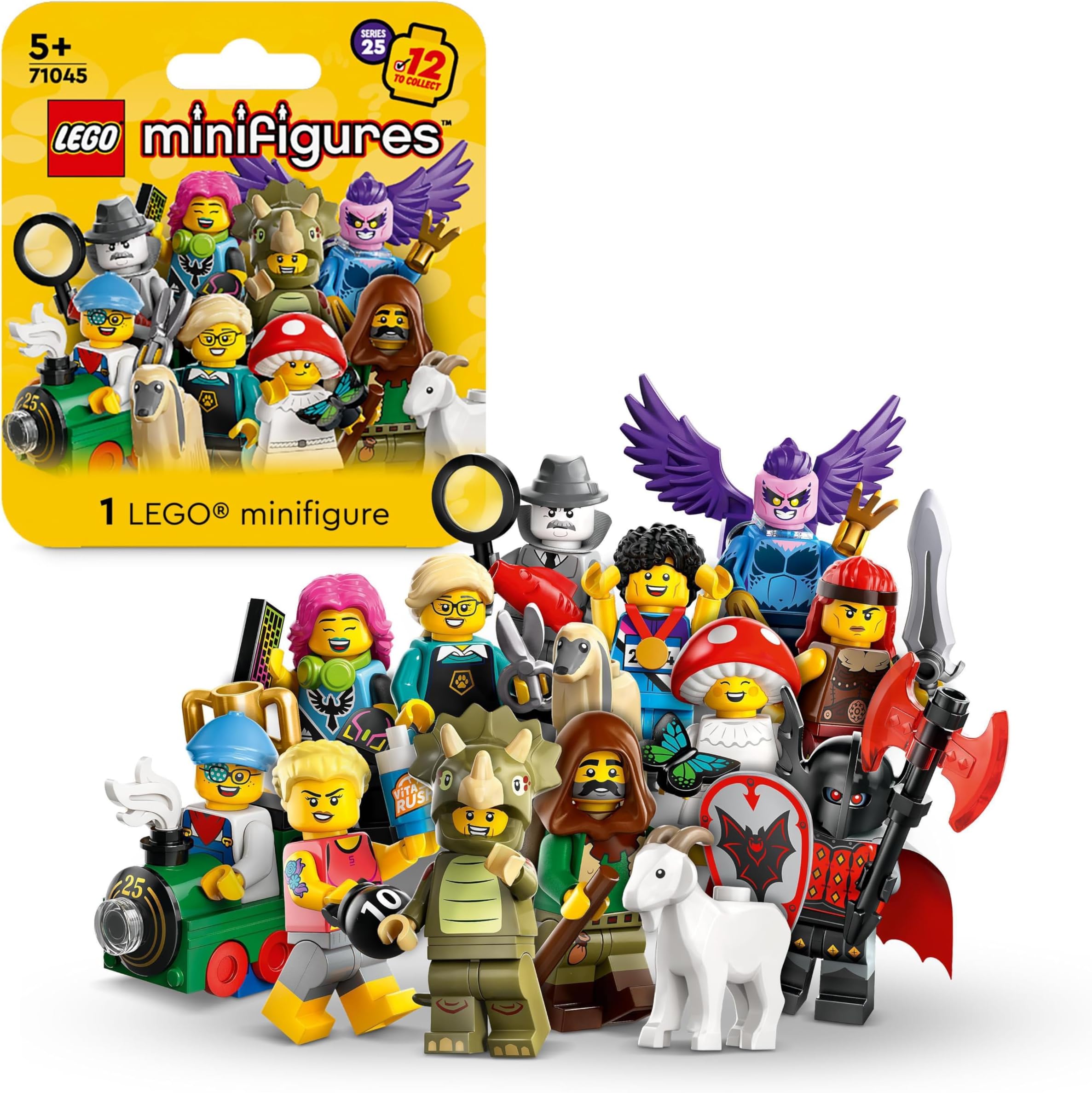 Minifigures Series 25 Blind Box, Collectible Role-Play Toy for Independent Play, Gift for 5 Plus Year Old Boys & Girls (1 of 12 characters, Chosen at Random) 71045