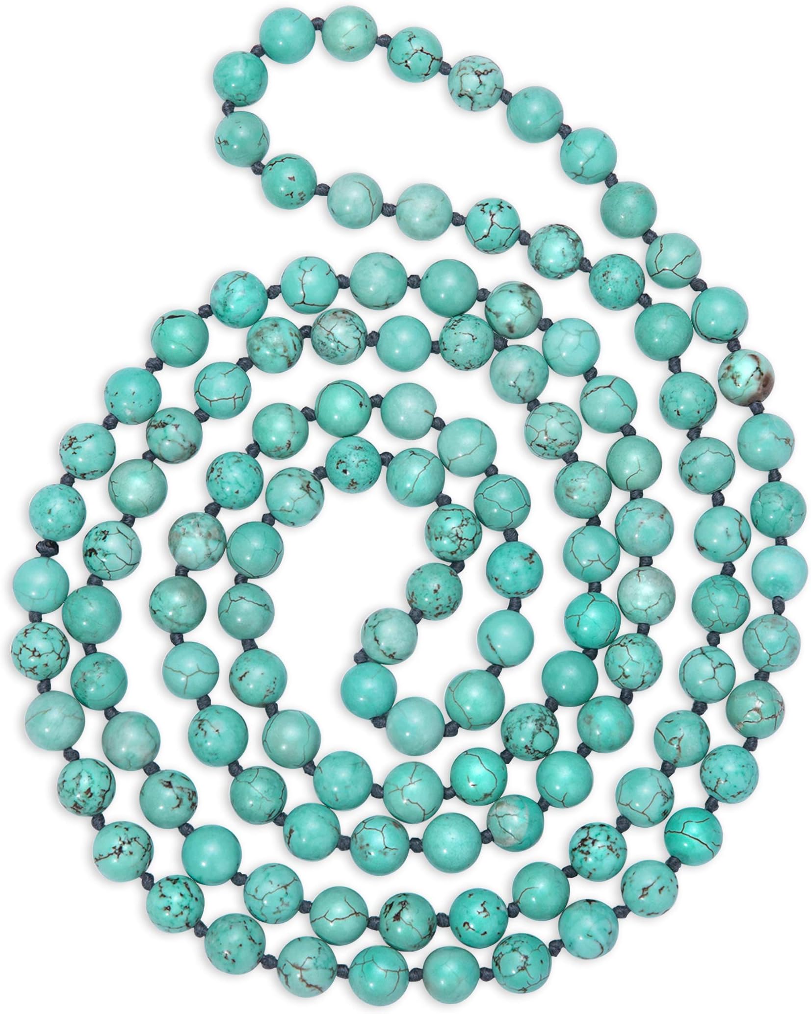 Long Turquoise Tiger Eye Beads Endless Necklaces Handmade Jewelry for Women 47.5"
