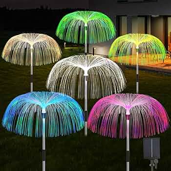 Axafnev Solar Lights for Outside 6 Pack 7 Colors Changing Jellyfish Lights Outdoor Waterproof Solar Flowers Garden Lights for Yard Pathway Lawn Festival Wedding Party Decoration