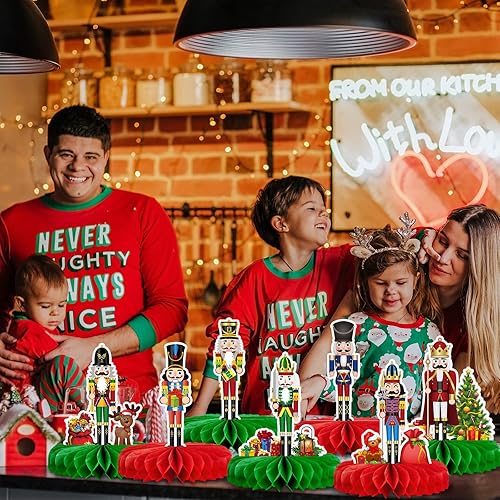 Miniatura 7 de 9 piezas de centro de mesa de nido de abeja de Navidad, cascanueces de Navidad, soldado de nido de abeja, centros de mesa de nido de abeja de