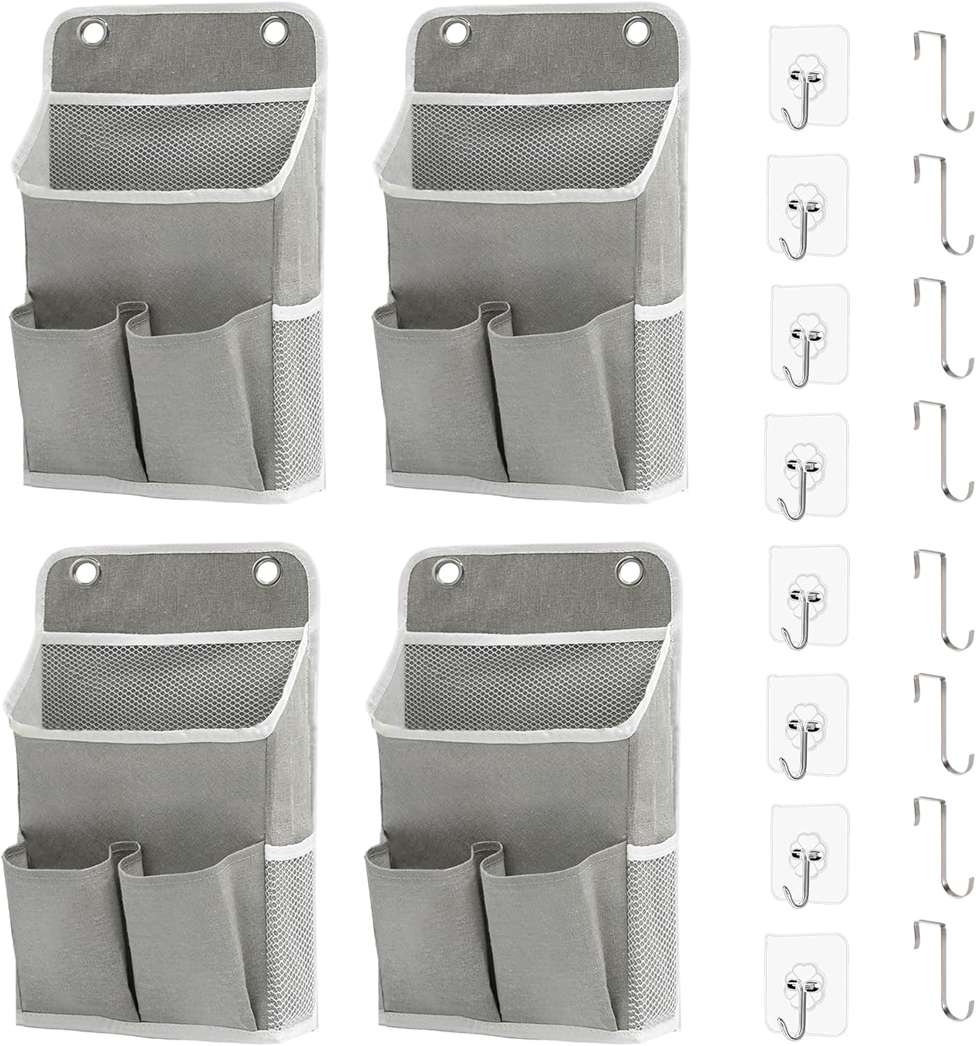 Hanging Basket for Organizing, Wall Organizer with Pockets and Over The Door Organizer Can for Home, Closet, Office and Camper (4 Grey)