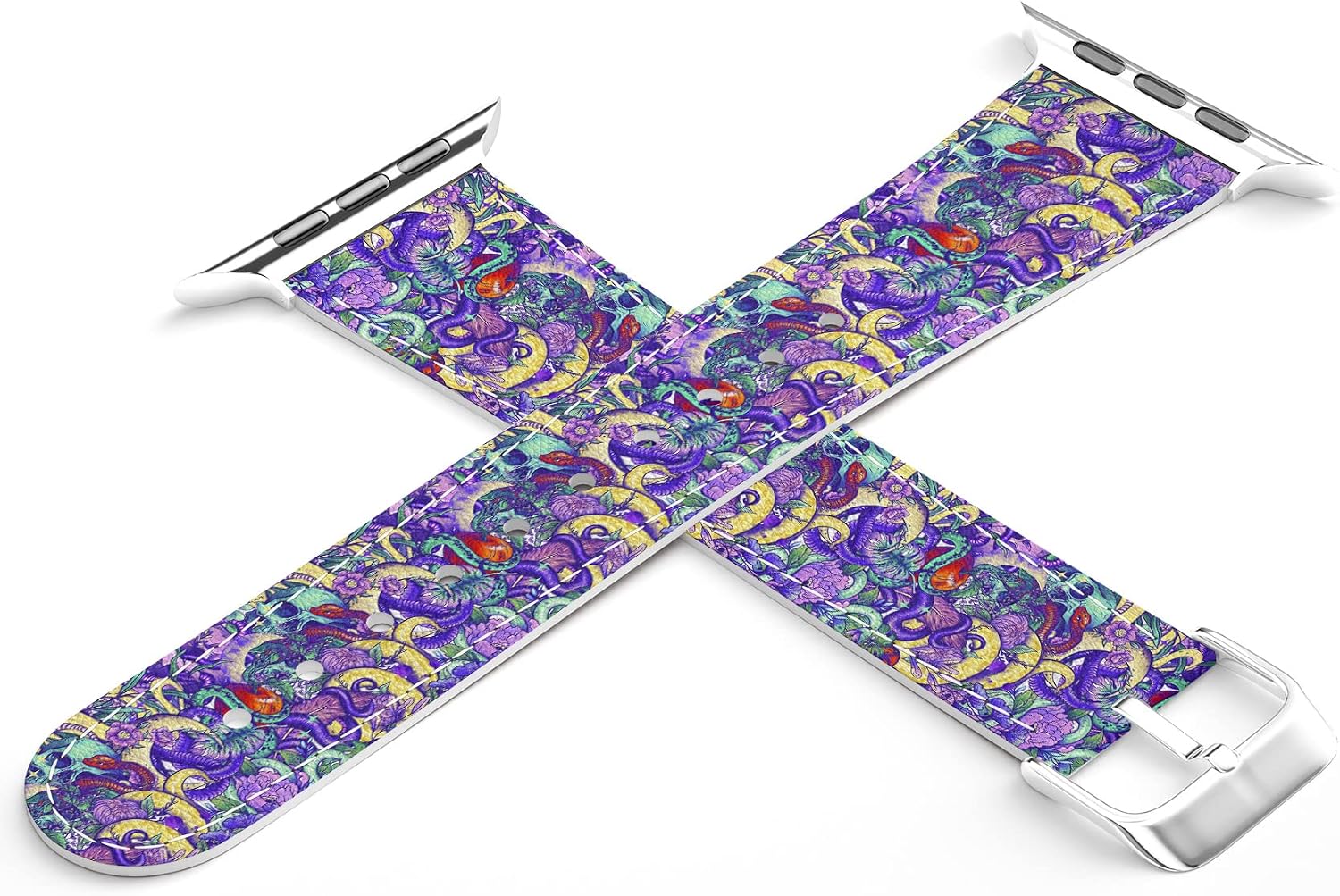 Wrist Band Compatible for Apple Watch Series 7/6/5/4/3/2/1/SE & Matching Phone Case Funny Bracelet Death Cats Grim Reaper Cute Cool Print PU Leather Replacement Strap 38-40-42-44 mm image 3