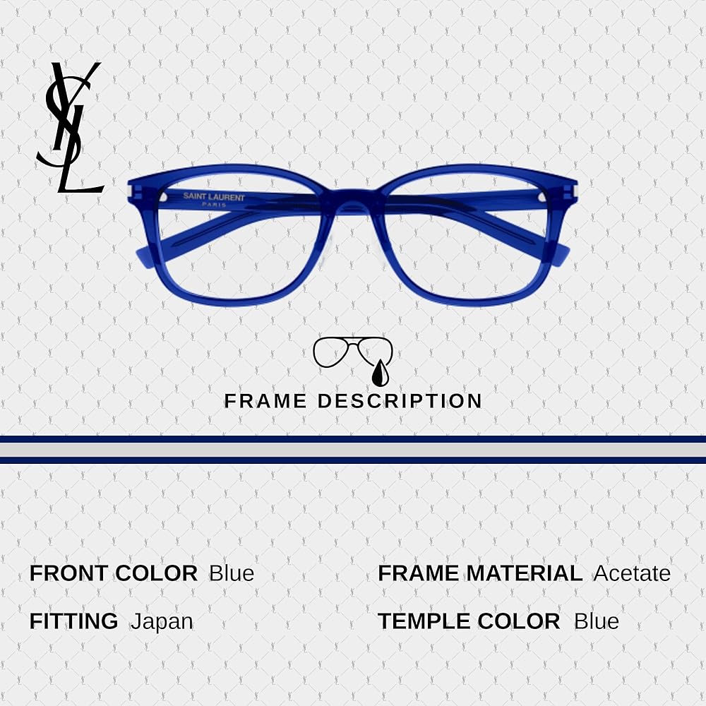 SAINT LAURENT SL 288/J SLIM Blue Unisex Square Shape Eyeglasses