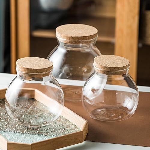 Miniatura 6 de Tarro sellado de vidrio de 35 onzas, con tapa de corcho hermética para la conservación y almacenamiento de harina, cereales, galletas, dulces,