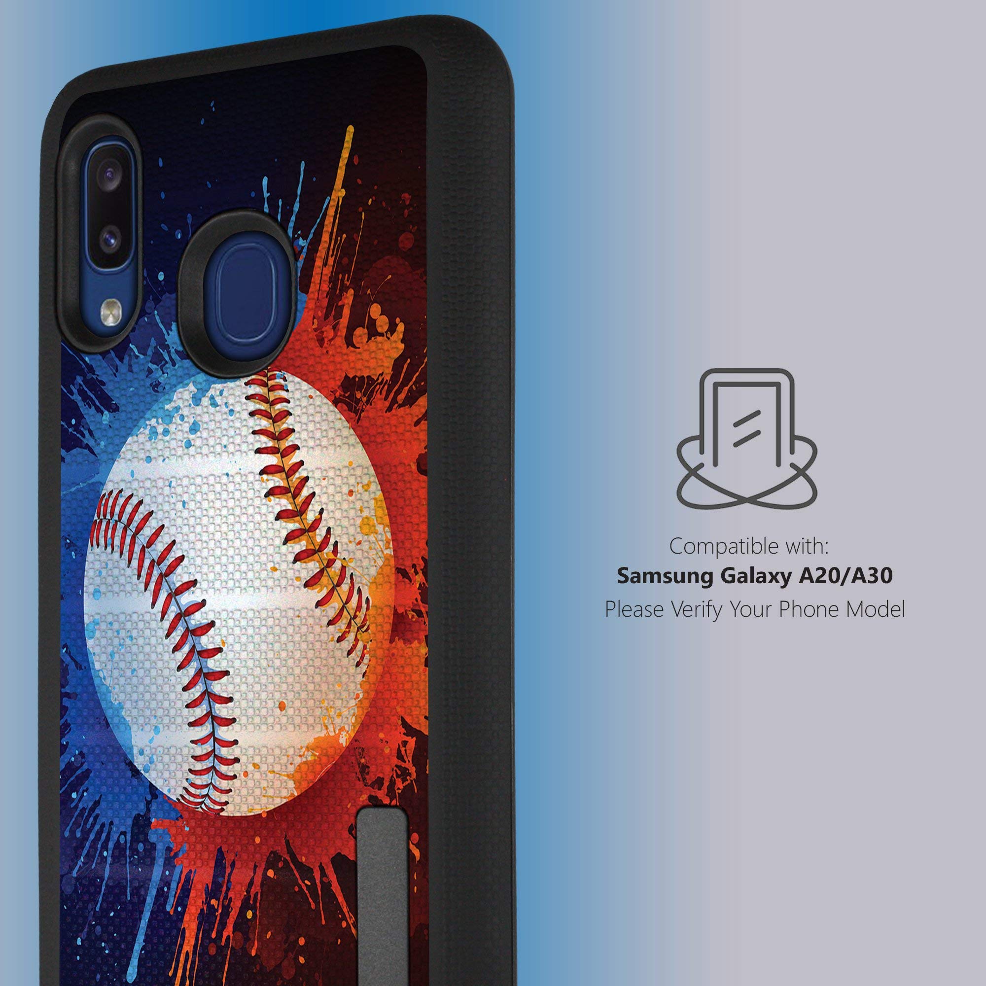 CasesOnDeck Matte Case Compatible with Samsung Galaxy A20 / Galaxy A30 [Grip Tactical] Unique Dual Layer Design Case with Rubberized Exterior (Baseball)