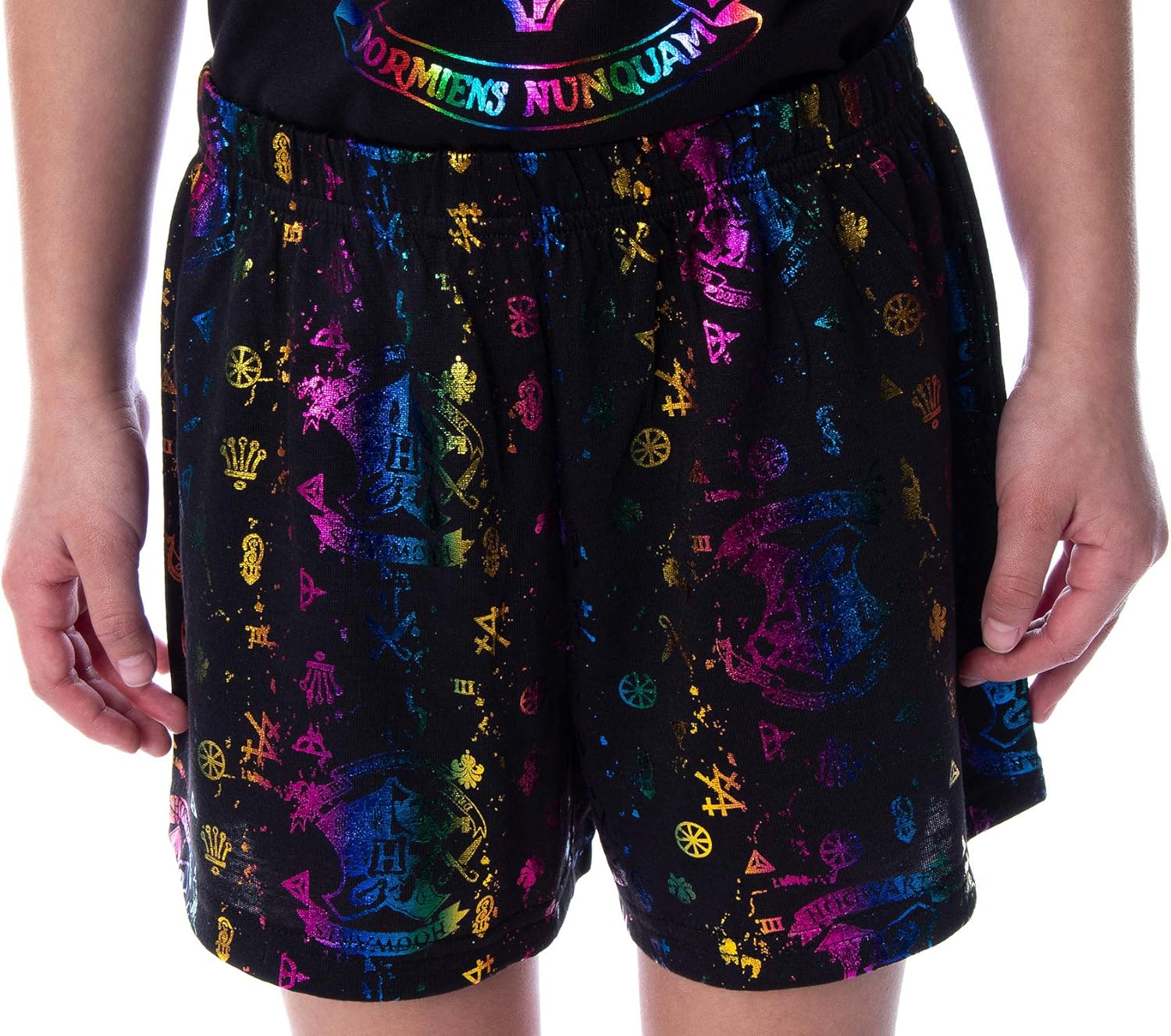 Harry Potter Pajamas Girls Hogwarts Rainbow Sleep Shirt Shorts PJ Set Gryffindor, Hufflepuff, Slytherin, Ravenclaw - Image 2