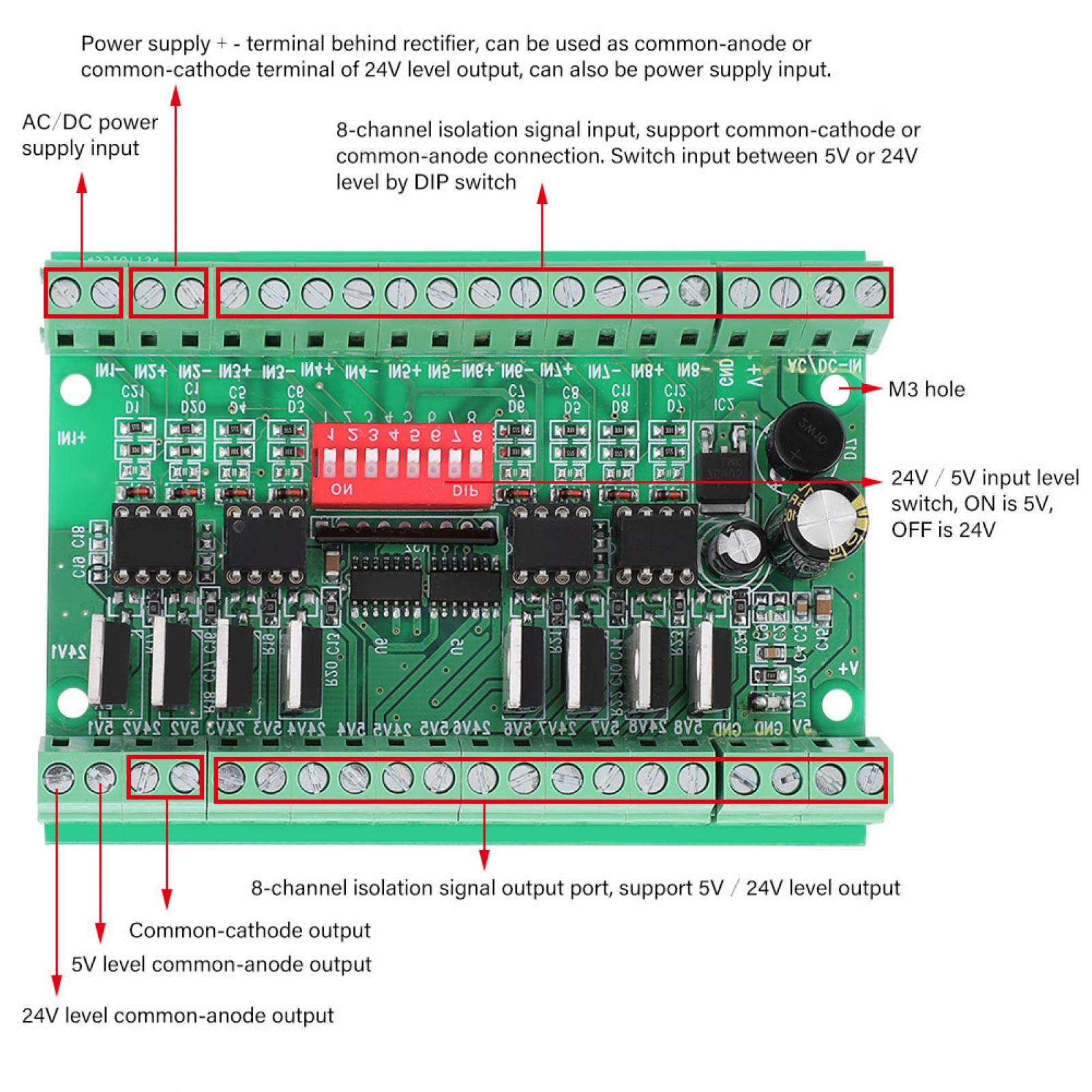 Convertitore Di Livello Lineout, Modulo Di Conversione Del Segnale 8 Canali Npn/Pnp a Npn 5v / 24v Convertitore Di Livello Squarewave 10mhz 8-5v24v