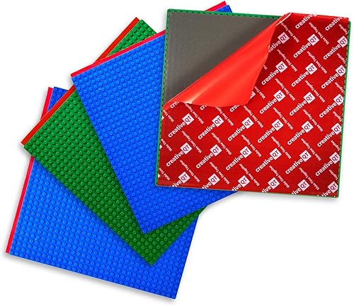 Creative QT - Placas base autoadhesivas para ladrillos de construcción, compatibles con todas las marcas principales, 10.0 x 10.0pulgadas, abs,