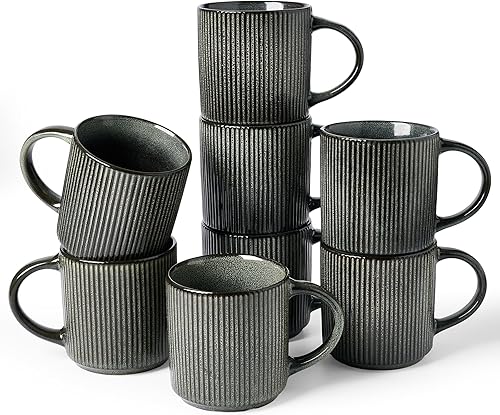 Miniatura 10 de famiware Star - Juego de tazas de café para 4 unidades, 12 onzas, con asa, para café, té, cacao, leche, cerámica, color blanco Blanco