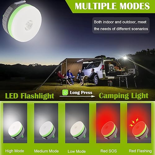 Miniatura 2 de LIT-PaTH Linterna LED para campamento, luz recargable con base magnética, 2200 mAh, kit de supervivencia para emergencias, huracanes, apagones,