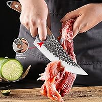 Vista 5 de ZENG Cuchillo de carnicero forjado a mano para cortar carne con vaina, cuchillo de carne de acero de alto carbono, cuchillo de cocina, cuchillos
