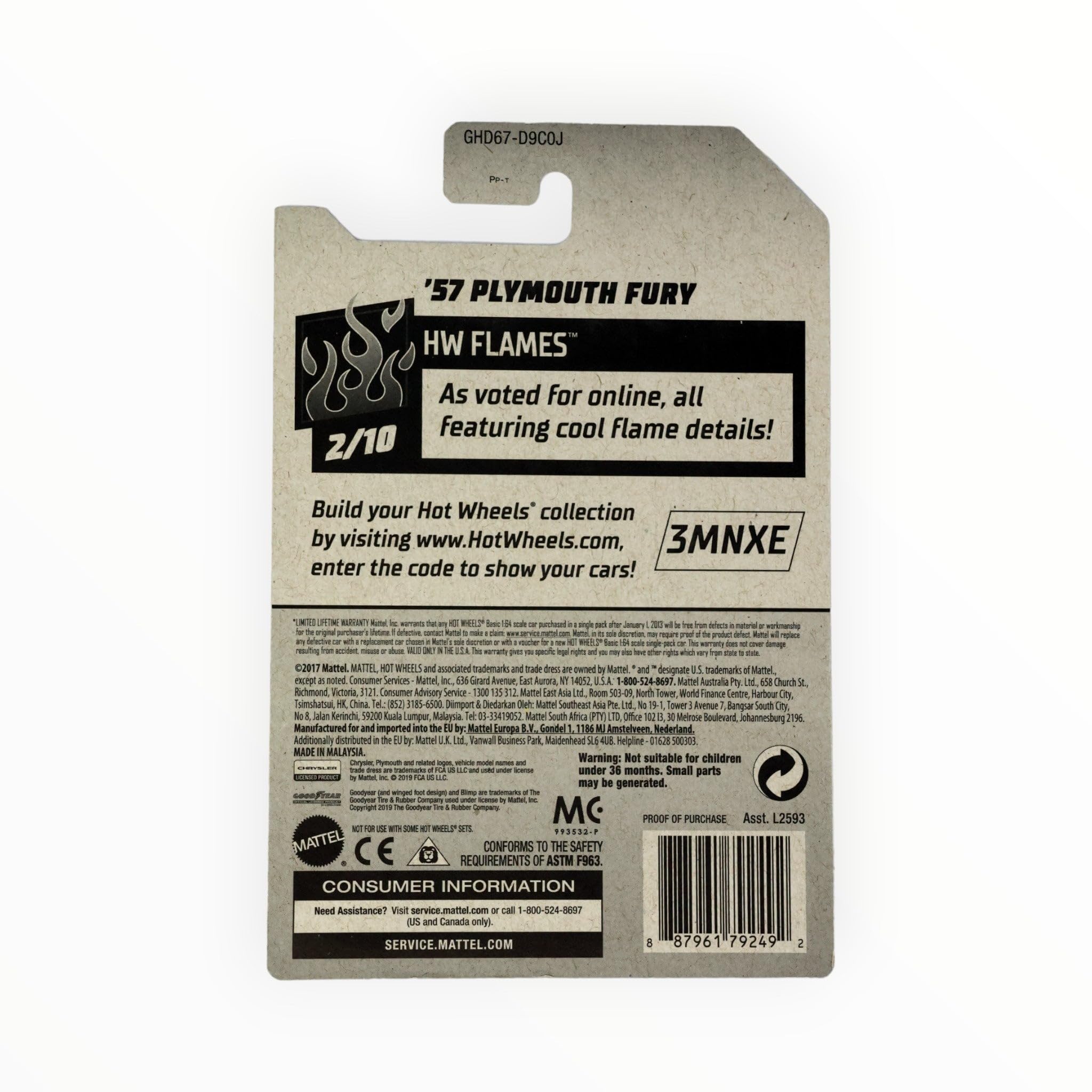 Amazon.com: Hot Wheels 2020 Hw Flames '57 Plymouth Fury, White 168