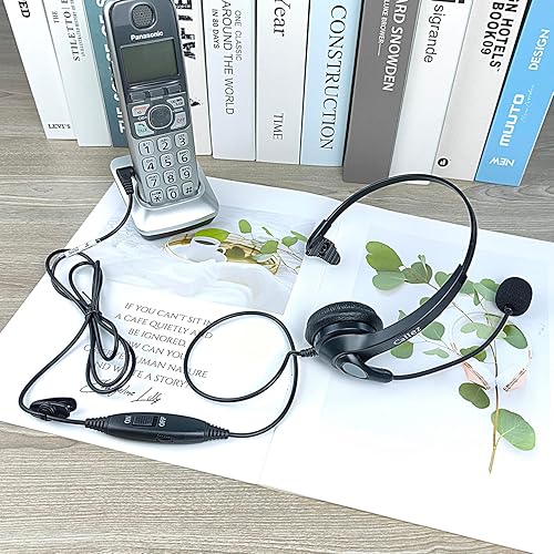 Miniatura 7 de Auriculares con micrófono con cancelación de ruido y controles de volumen, auriculares de teléfono de oficina de 0.098 in para teléfonos fijos