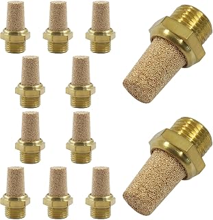 12 Pcs Air Pneumatic Mufflers Silencer, G1/8 Brass Pneumatic Exhaust Muffler Male Thread Filter, Sintered Air Line Fitting for Pneumatic Systems/Technicians