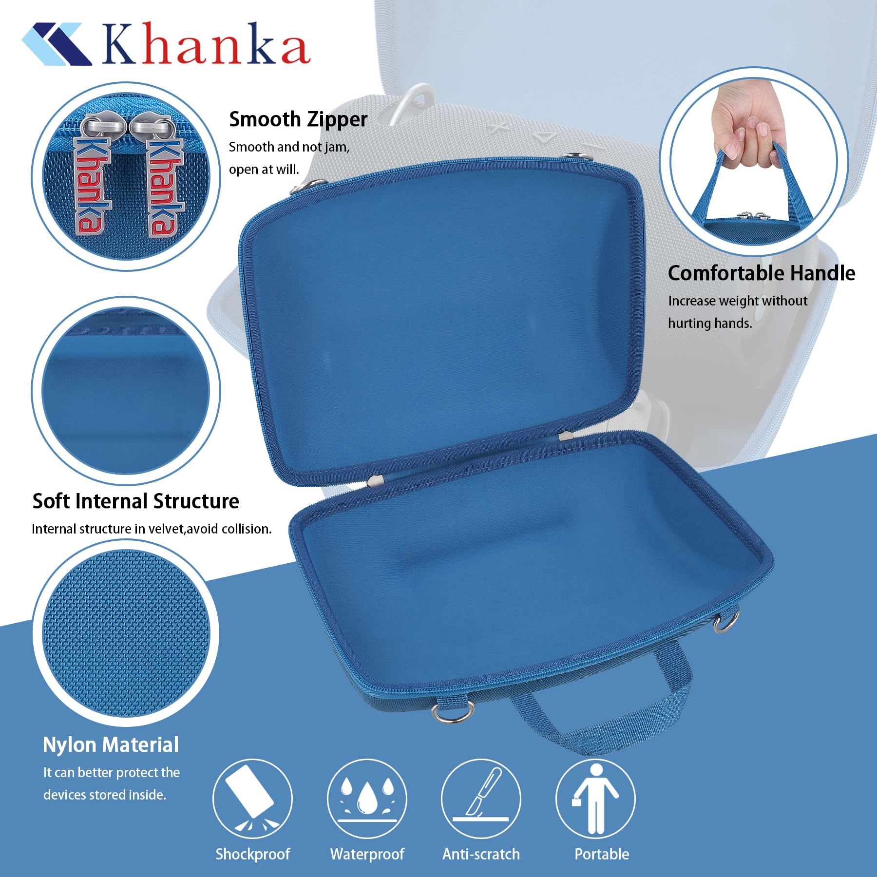 Khanka Custodia da viaggio rigida di ricambio per altoparlante Bluetooth portatile JBL Xtreme 4, solo custodia(Blu)