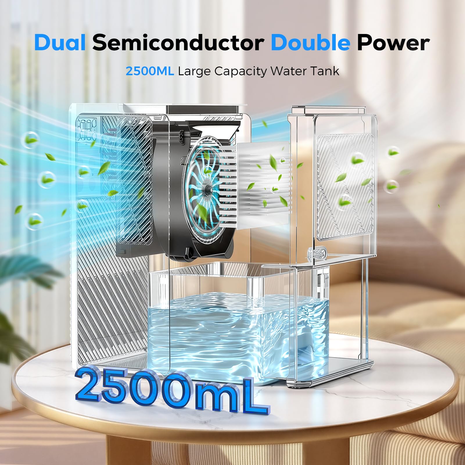 Deumidificatore 2500ML, Deumidificatore Ambiente Casa Muffa, Deumidificatore Silenzioso Deumidificatori con Comandi Touch, Luci a 7 Colori, Timer, Spegnimento Automatico, Dehumidifier per Casa Bagno