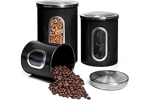 Mixpresso 3 Piece Black Countertop Canisters