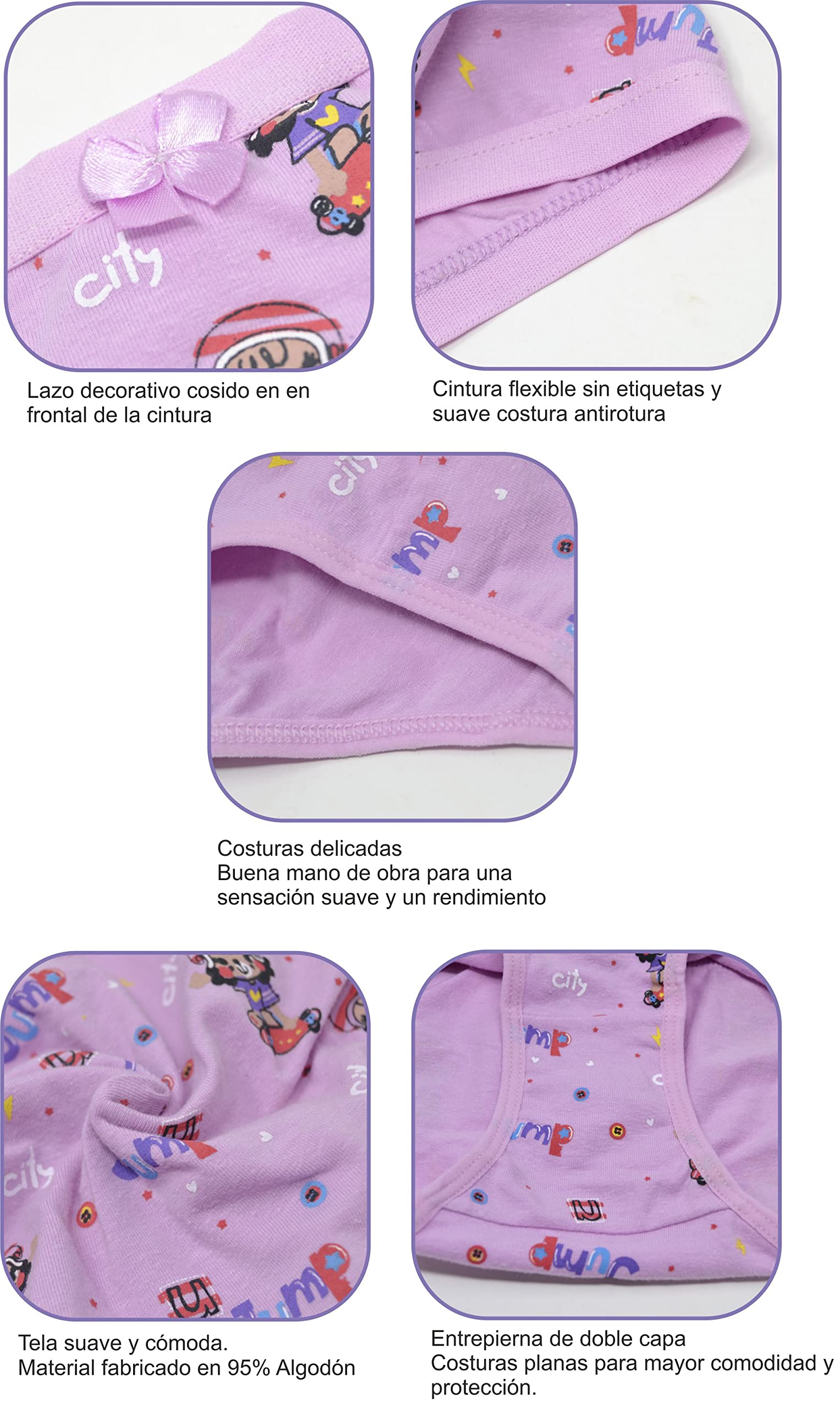 JAST Braguitas Niña Algodón Licra Muy Suaves. Pack de 12 Bragas. Tallas 2 a 14 años