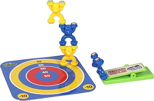 Zing Desktop Sports Flip N Stack Monkeys - Incluye 1 plataforma de juego metálica, 1 trampolín y 4 monos magnéticos, para edades de 5 años en