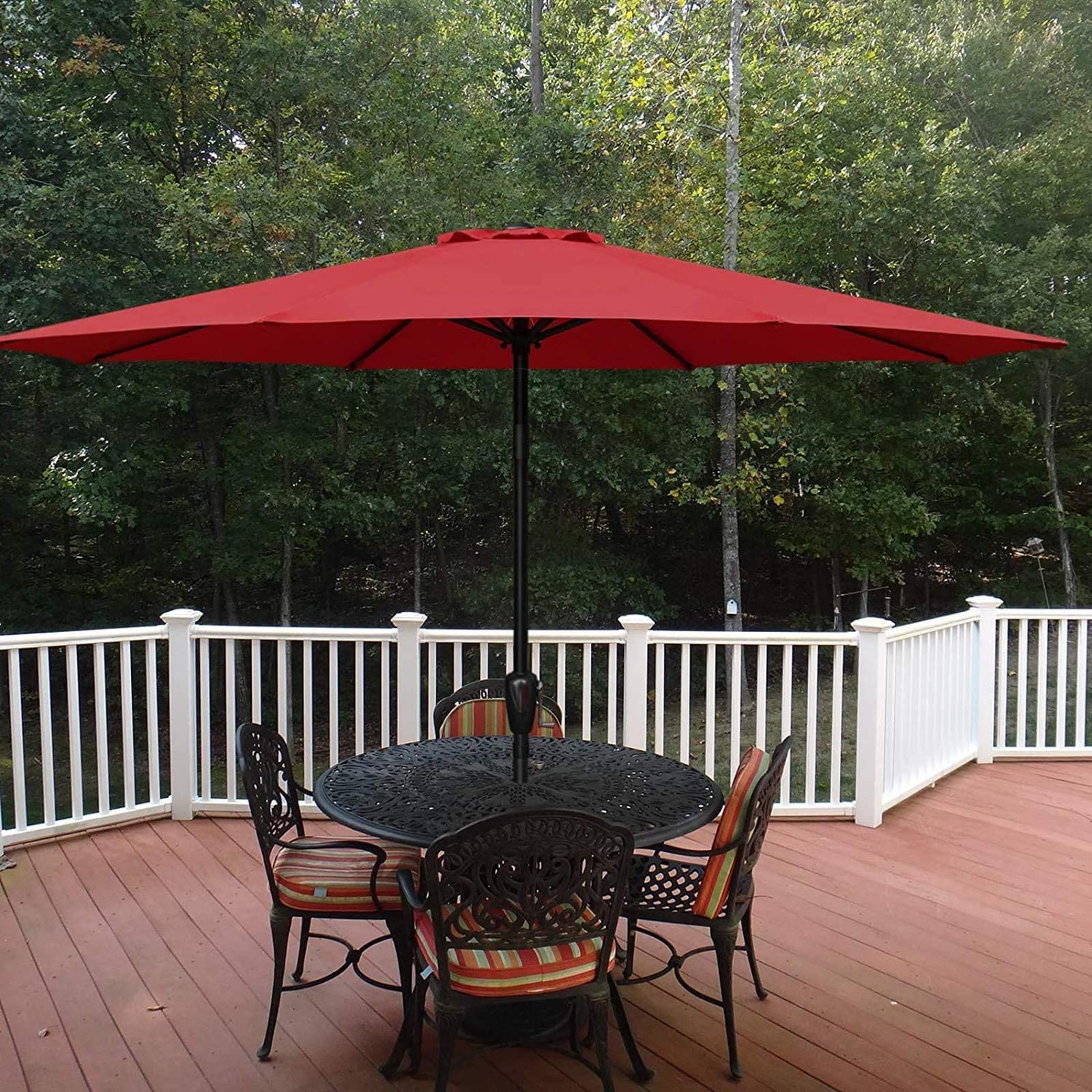 Dntum Patio Umbrella Red 6 Feet Outdoor Patio Market Table Umbrella, Small 2m Round Pool Garden Beach Polyester Shade Canopy, Crank Lift System & 6 Sturdy Ribs : Patio, Lawn & Garden