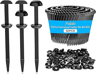 50 hebillas universales de nailon para ataduras de cables para automóvil, clips de cremallera automotrices mejorados, soporte de bridas de cierre automático resistente con pin y botón, diseño de