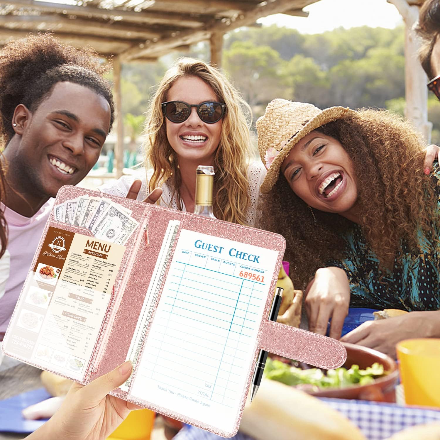 Buy Server Book for Waitress Leather Waiter Book Organizer with