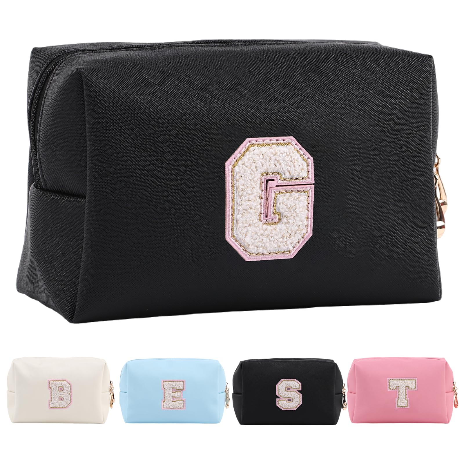 Personalized Makeup Bag,Waterproof Travel Makeup Pouch Cosmetic Bag Birthday Gift for Women Mom，Bride Bridesmaid Cosmetic Bag A-Z — view 81