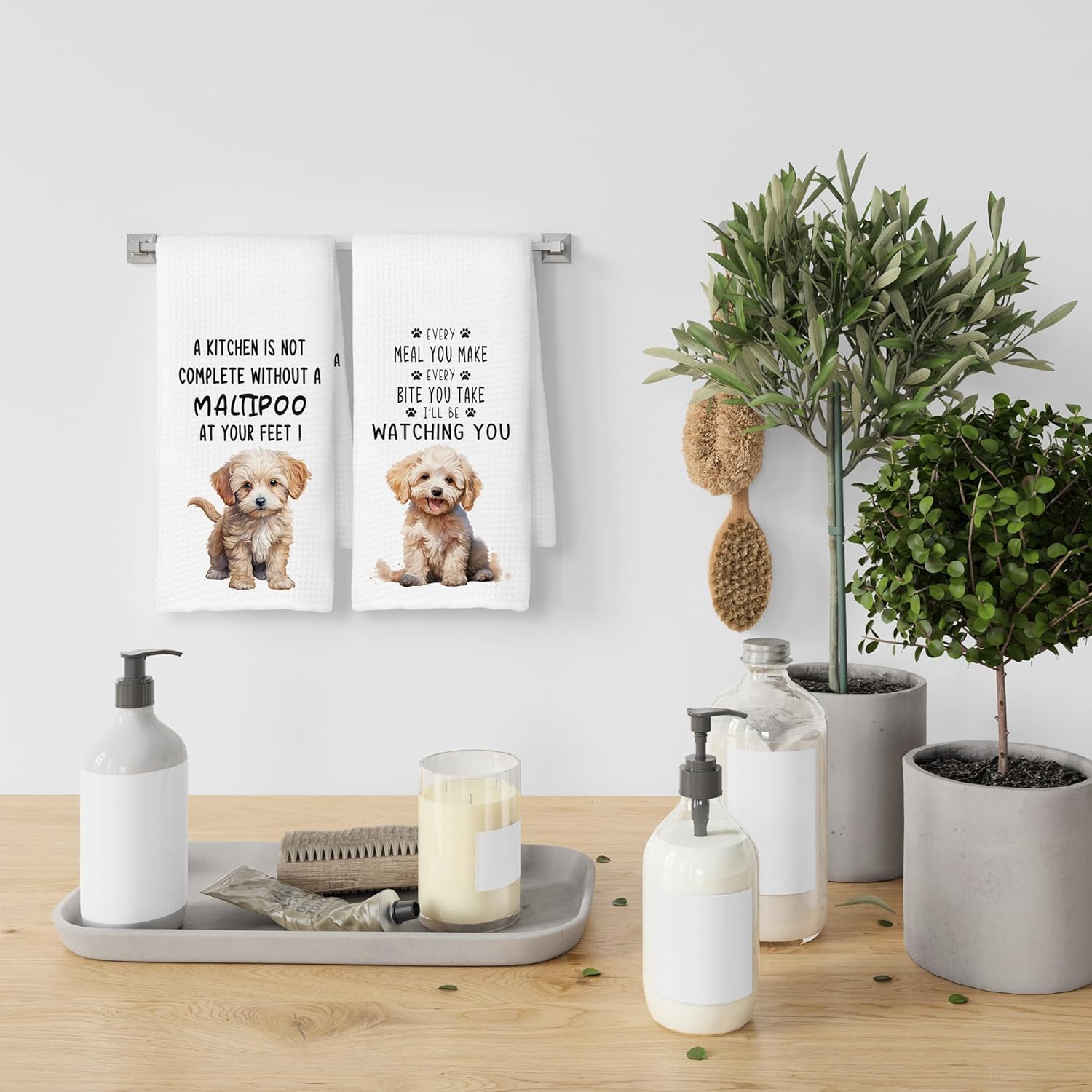 Maltipoo Kitchen Towels Set of 2, Dog Gifts for Women, Maltipoo Gifts, Dog Lover Mom Gift Tea Towels Kitchen Hand Towels 16x24 Inch for Bathroom Decor - Image 6