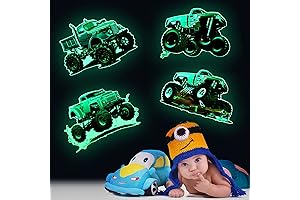 4 Sheets Glow in The Dark Wall Decals - Monster Trucks
