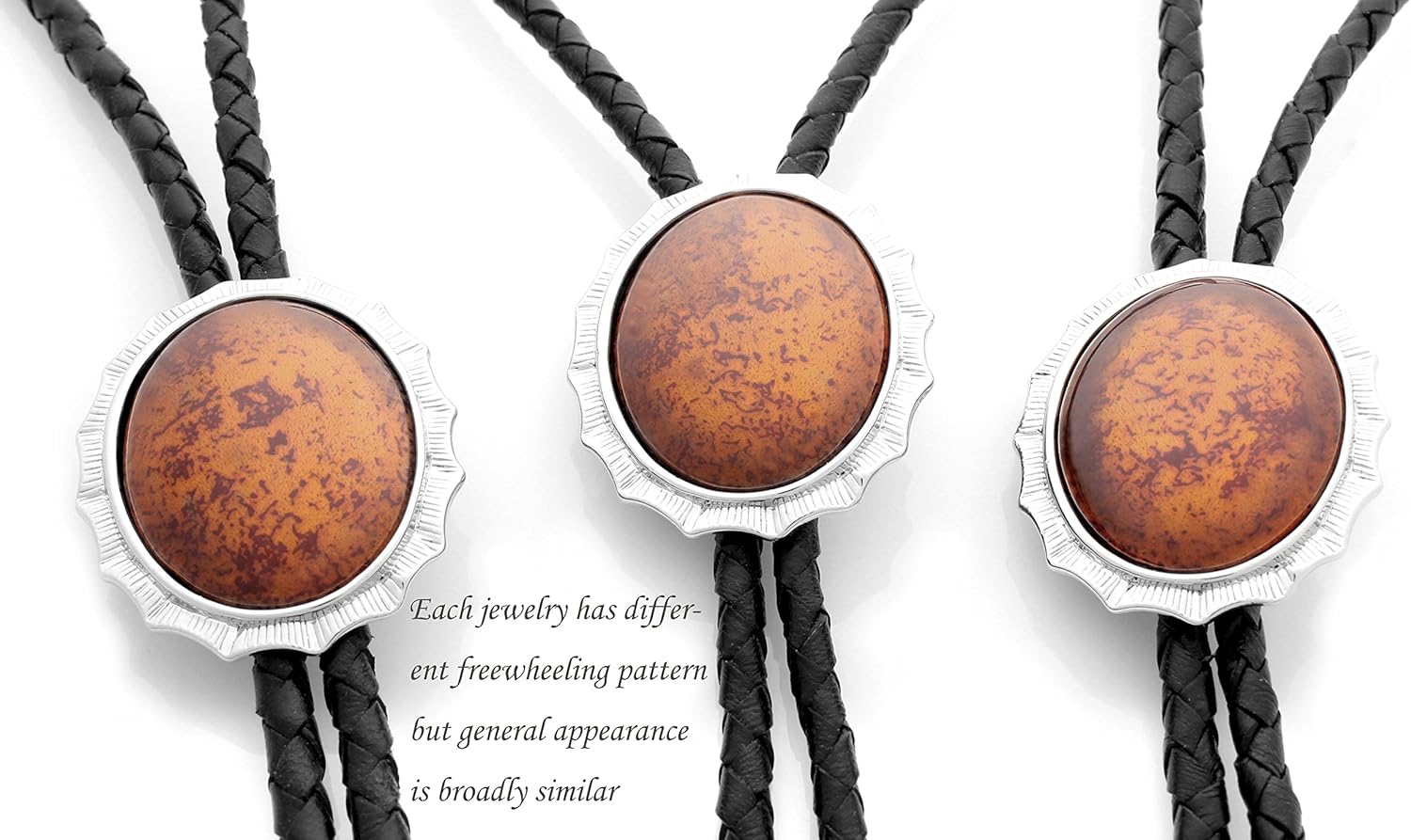 Bolo Tie Cloisonne Genuine Leather Dandy 085 Collection - Amber
