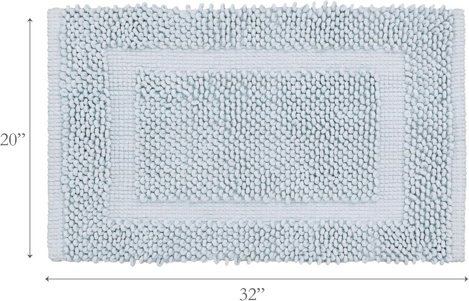 Jean Pierre New York 100% Chenille Cotton Skid Resistant Plush Bath Mat - 20"x32" Bathroom Rug - Light Blue