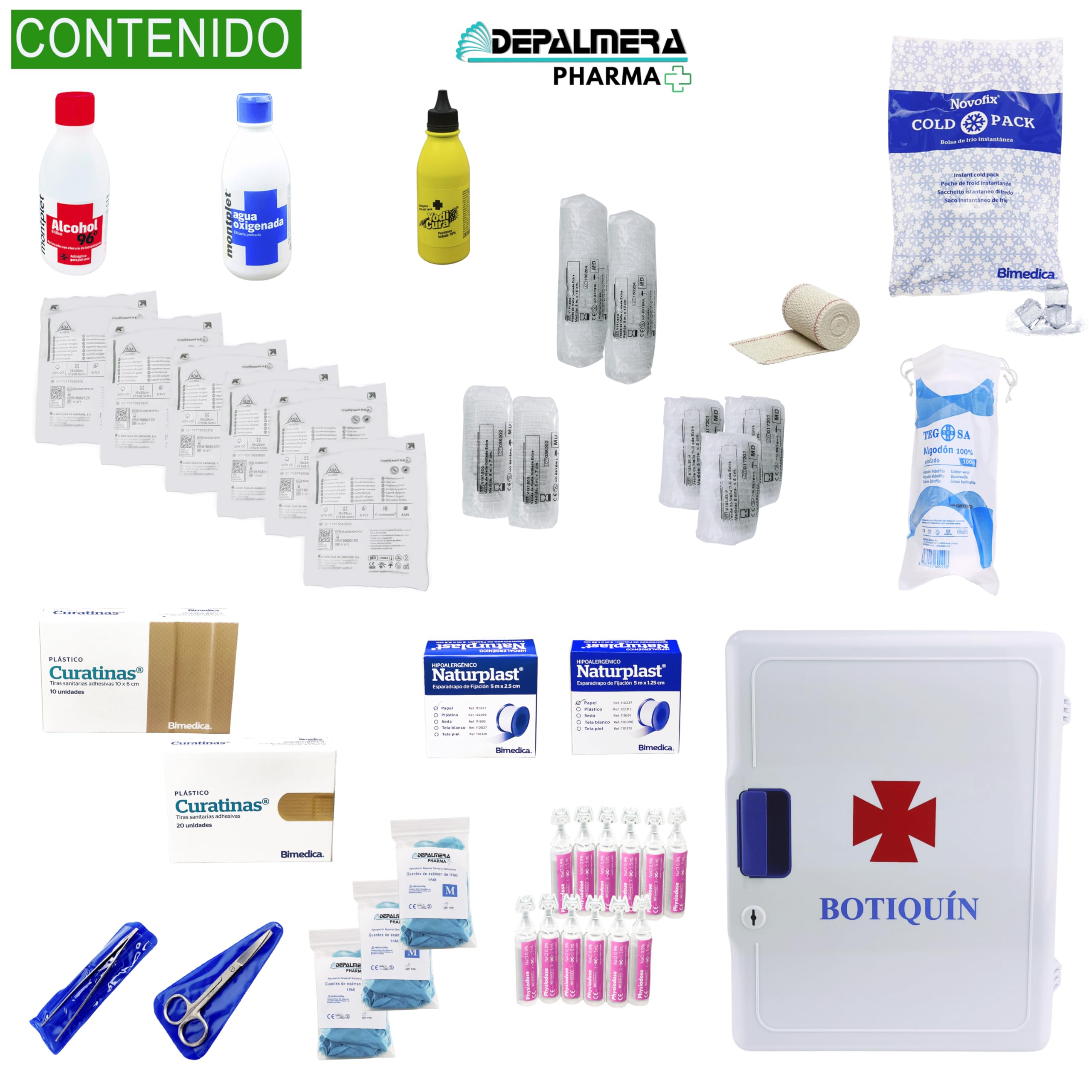 Pharma✮ Armario Botiquin Primeros Auxilios Grande de Pared Casa Mutua Botiquines Homologados Completo para Entorno Doméstico Laboral o Empresarial