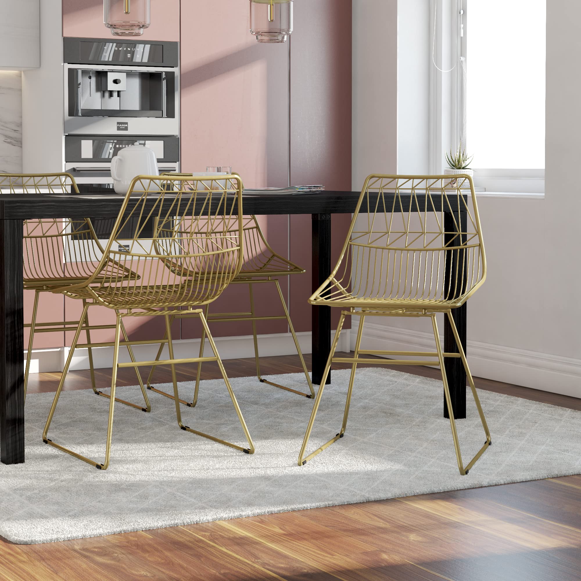 DHP Astrid Wire Metal Dining Chair Gold