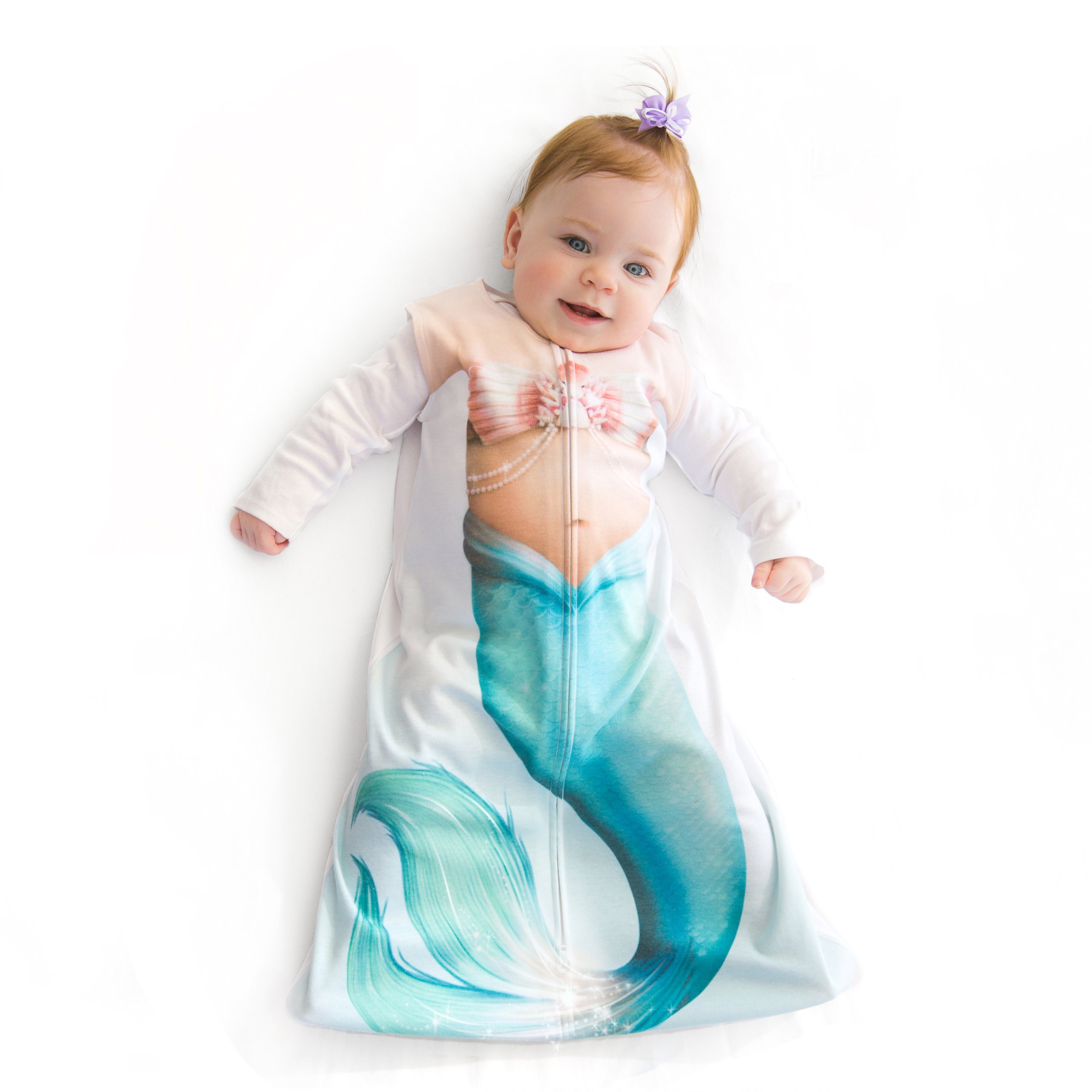 Living Lullaby Designs Baby Sleep Sack 3-9 Months, 1-Way Zipper Polyester Cotton Blend Sleeping Bag for Infant, Wearable Blanket, Sleepsack Swaddle Wrap for Little Girls and Boys (Mermaid)