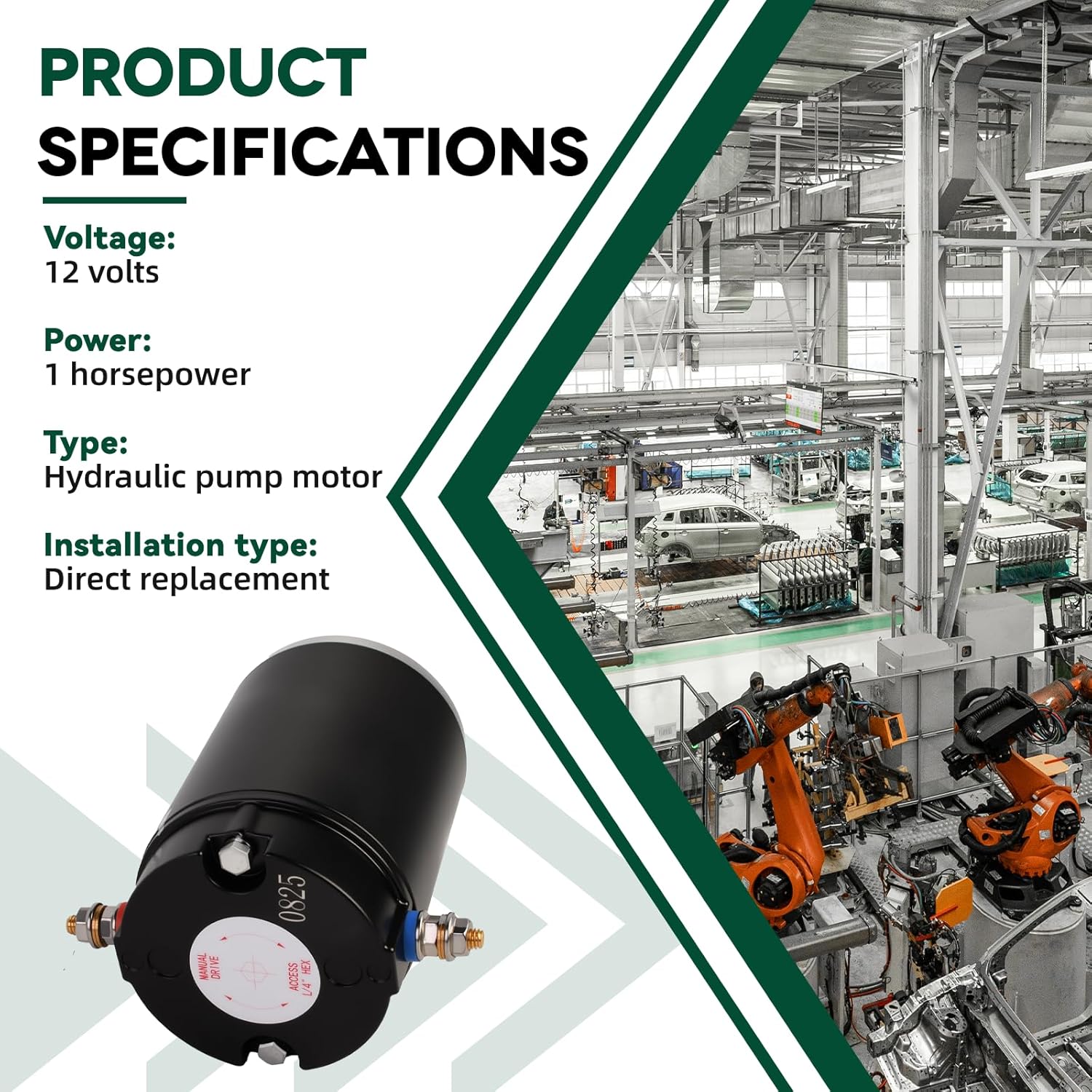 167576 Hydraulic Slide Out Pump Motor Compatible with Lippert Components Leveling System Replace 15-167576 045-167567 F000MM0809