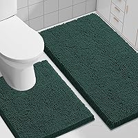 Vista 120 de Smiry - Juego de alfombras de baño de 2 piezas, suaves, absorbentes, de felpilla, lavables a máquina, antideslizantes, para bañera, ducha y piso Gris