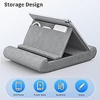 Vista 6 de CreaDream Soporte de almohada para tablet, soporte plegable para tableta, para regazo, cama y escritorio, almohadilla suave con bolsillo y soporte