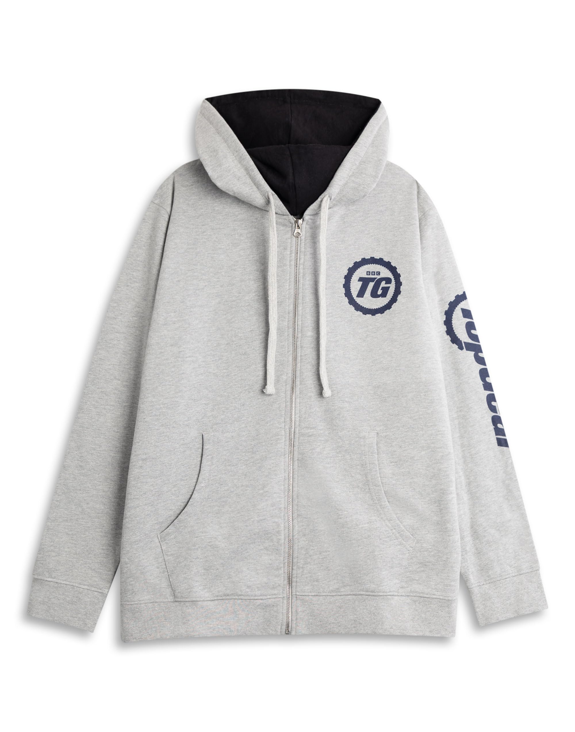 Top Gear Unisex Grey Hooded Zip-Up Hoodie | Logo Design for Everyday Wear | Long Sleeve Comfortable Apparel | Official Merchandise - Large