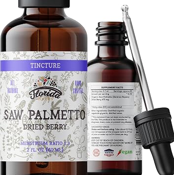 Saw Palmetto Tincture 2 oz Organic Herbal Extract | Alcohol Free | Vegan Herbal Drops