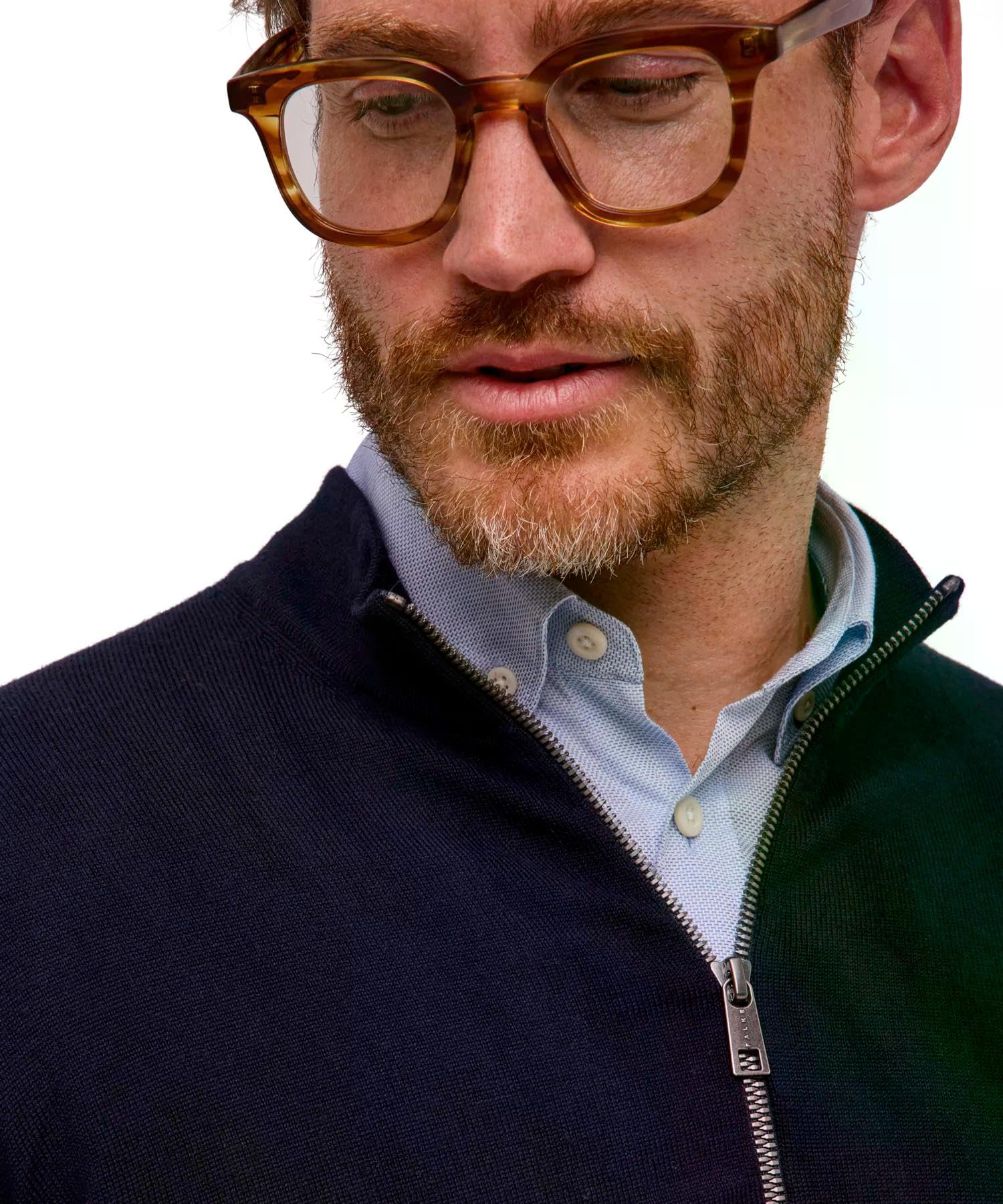 FALKE Uomo Basic New Merino Zip Maglione Cardigan Classico Morbido Elegante per Il Lavoro e Il Tempo Libero Traspirante Regolazione climatica antiodore Lana Vergine 1 Pezzo